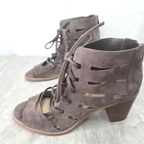 Vince Camuto Lace Up Heels Sz 9 Suede Gladiator Chunky Block Heel Boho Sandals - Picture 1 of 10